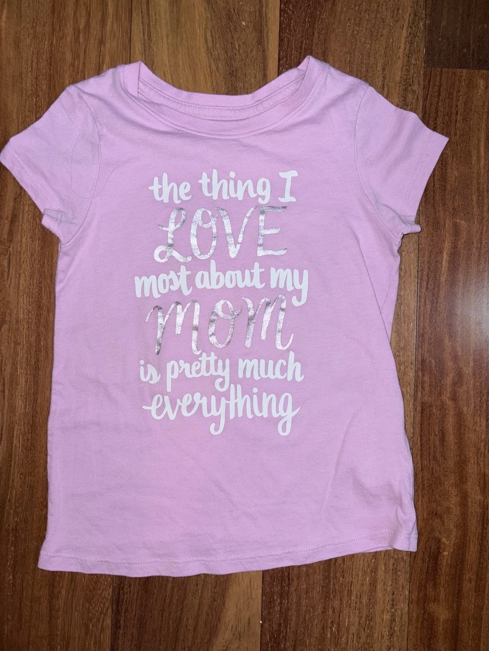 Cat & Jack Pink Short Sleeve Tee with Metallic 'Love Mom' Script